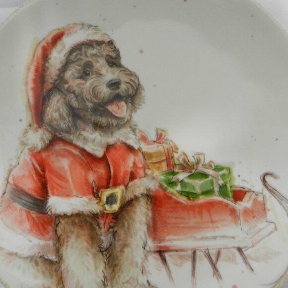 Southern Living Claus puppy dog Salad Starter Plate Set 6 assorted Christmas - Picture 9 of 11